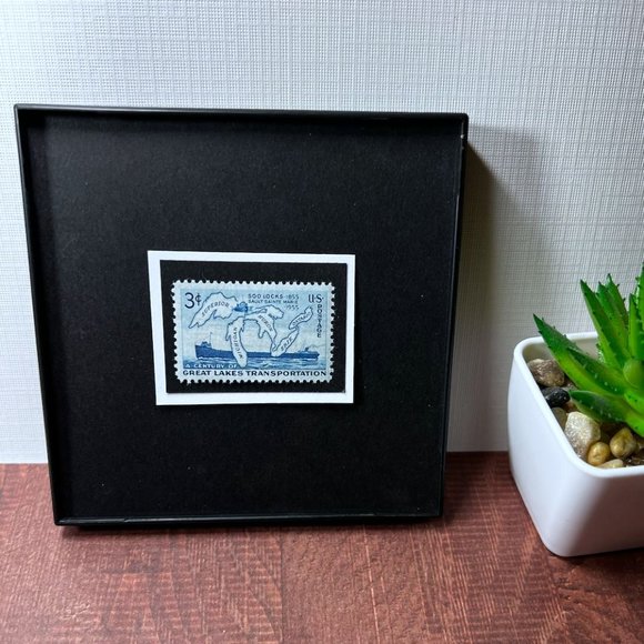 Great Lakes Framed Postage Stamp Art 4x4 USA #1069 - Picture 3 of 4